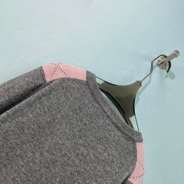 PRADA 26S V-NECK ARGYLE KNIT SWEATER 1077