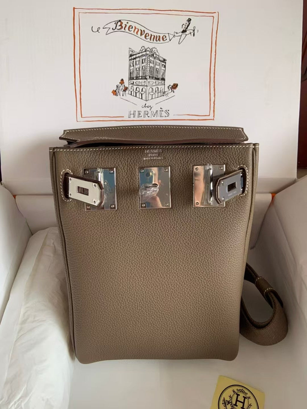 HAC À DOS PM BACKPACK IN BROWN TOGO CALFSKIN