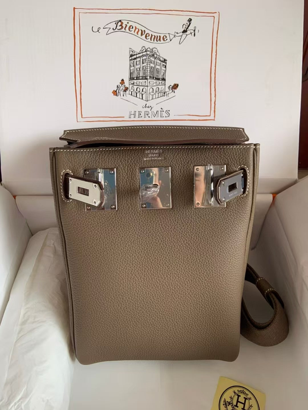 HAC À DOS PM BACKPACK IN BROWN TOGO CALFSKIN