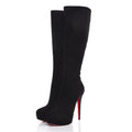 CL HIGH BOOTS IN BLACK SUEDE WITH RED SOLE