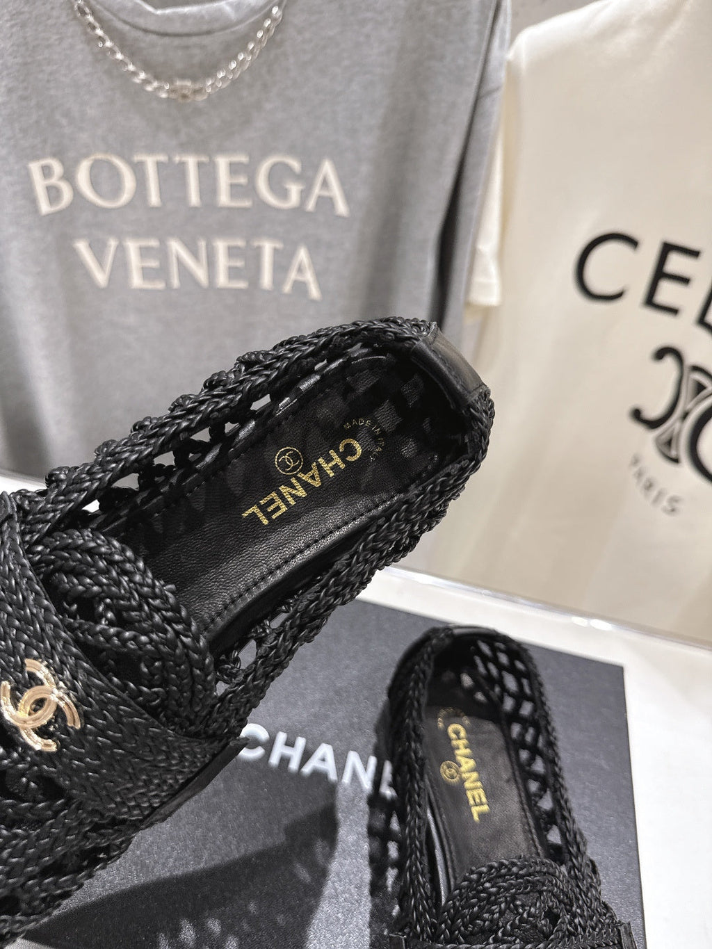 CHANEL 26S BRAIDED MULE IN BLACK WOVEN LEATHER