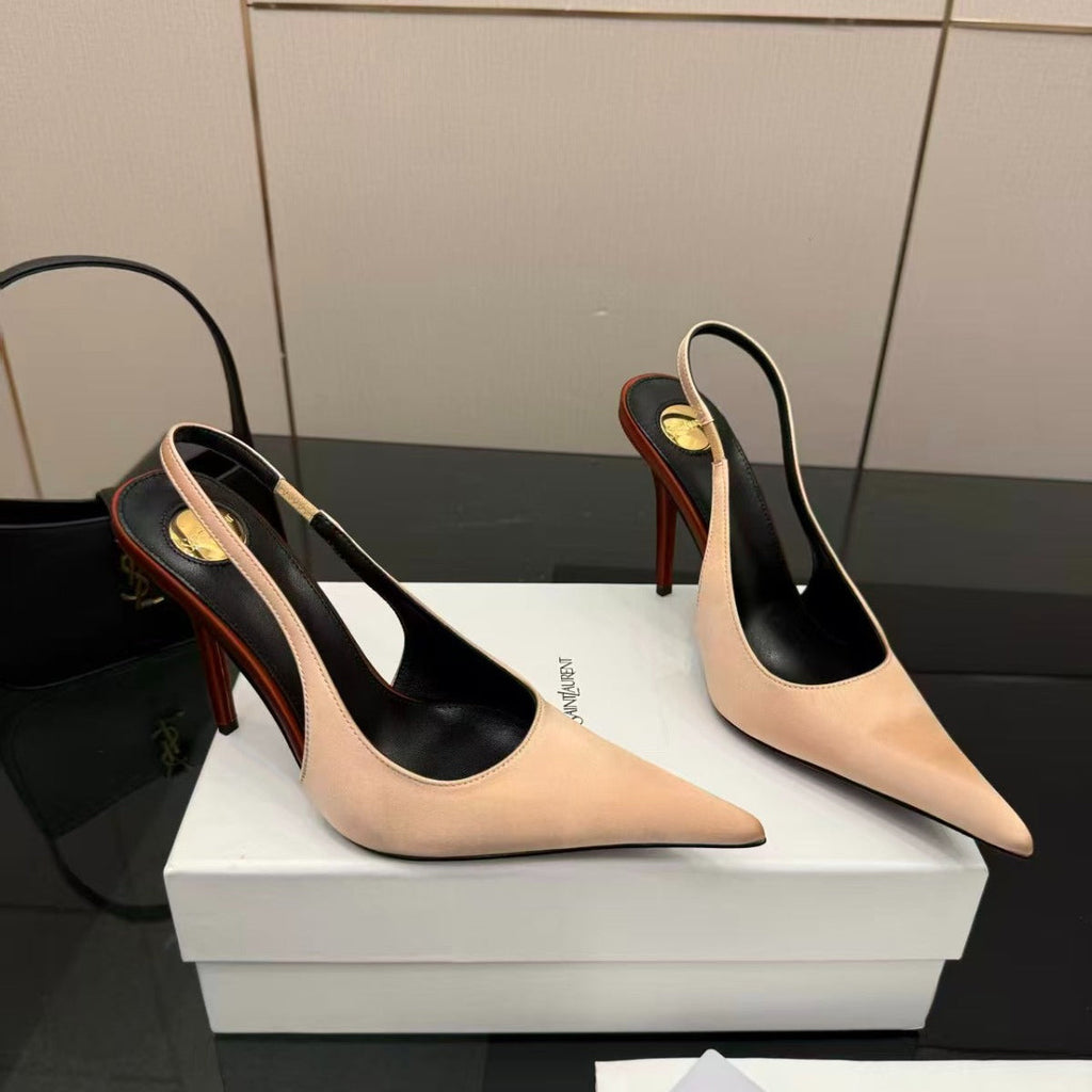 YSL DEROCHE 110 CREPE SATIN SLINGBACK PUMPS