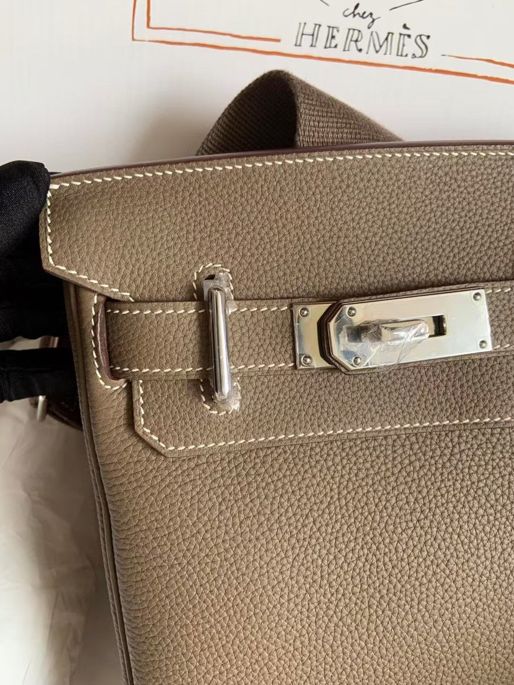 HAC À DOS PM BACKPACK IN BROWN TOGO CALFSKIN