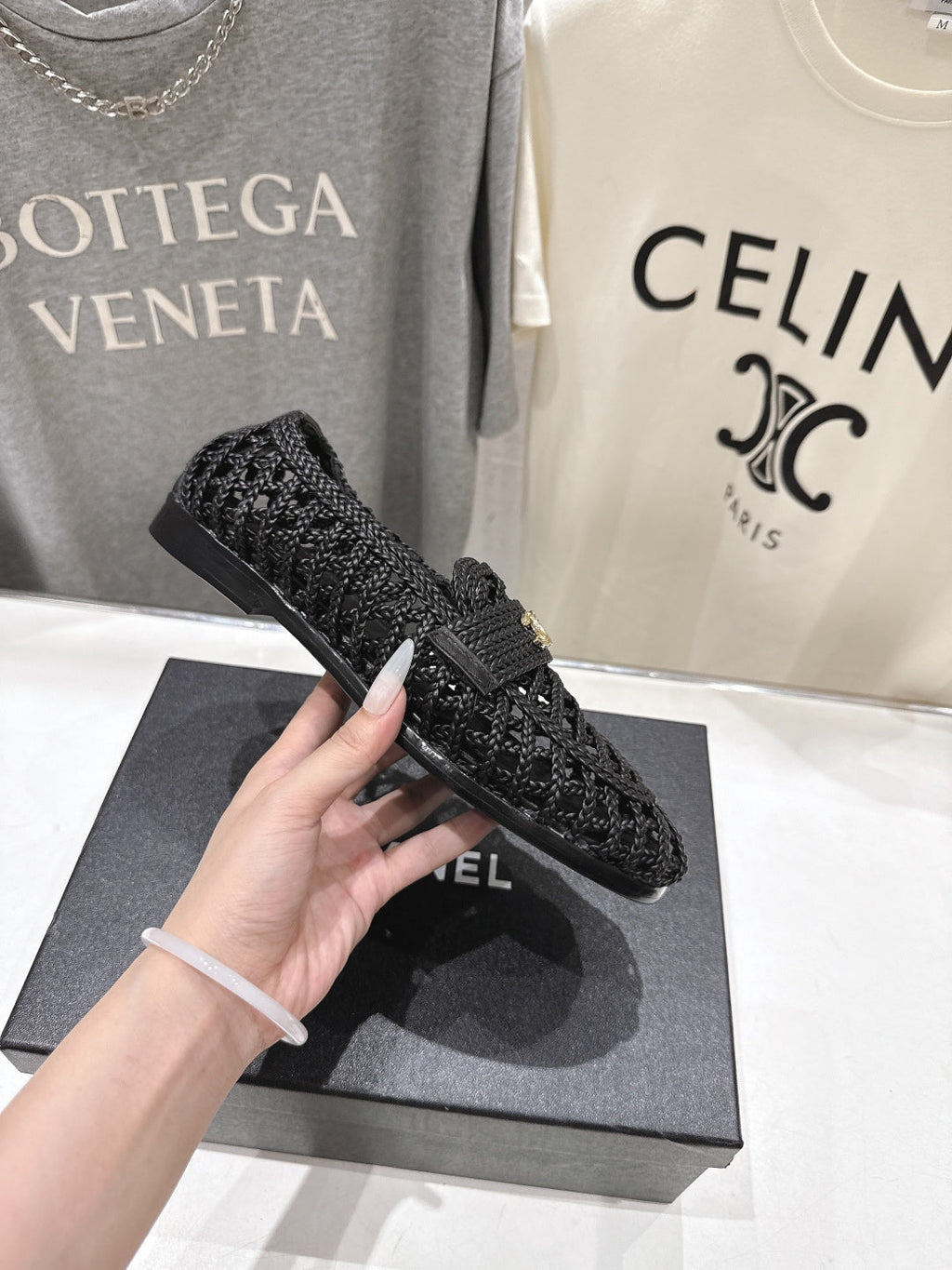CHANEL 26S BRAIDED MULE IN BLACK WOVEN LEATHER