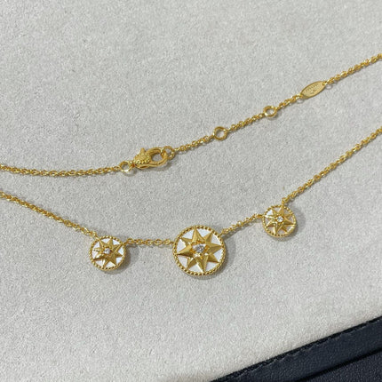 ROSE DES VENTS 3 MOTIF GOLD MOP NECKLACE