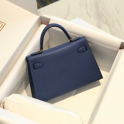 HM KELLY MINI 20 DENIM EPSOM GOLD HARDWARE