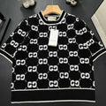 GG Short Sleeve Sweater BLack Jacquard