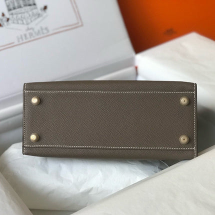 HM KELLY 25 ETOUPE EPSOM LEATHER GOLD HARDWARE