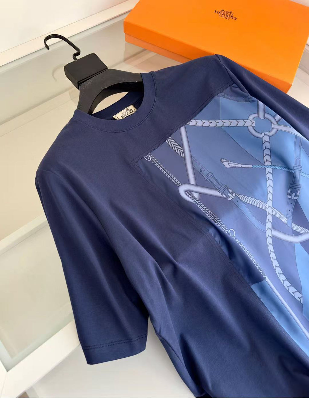 HM T-SHIRT NAVY BLUE SILK 238576
