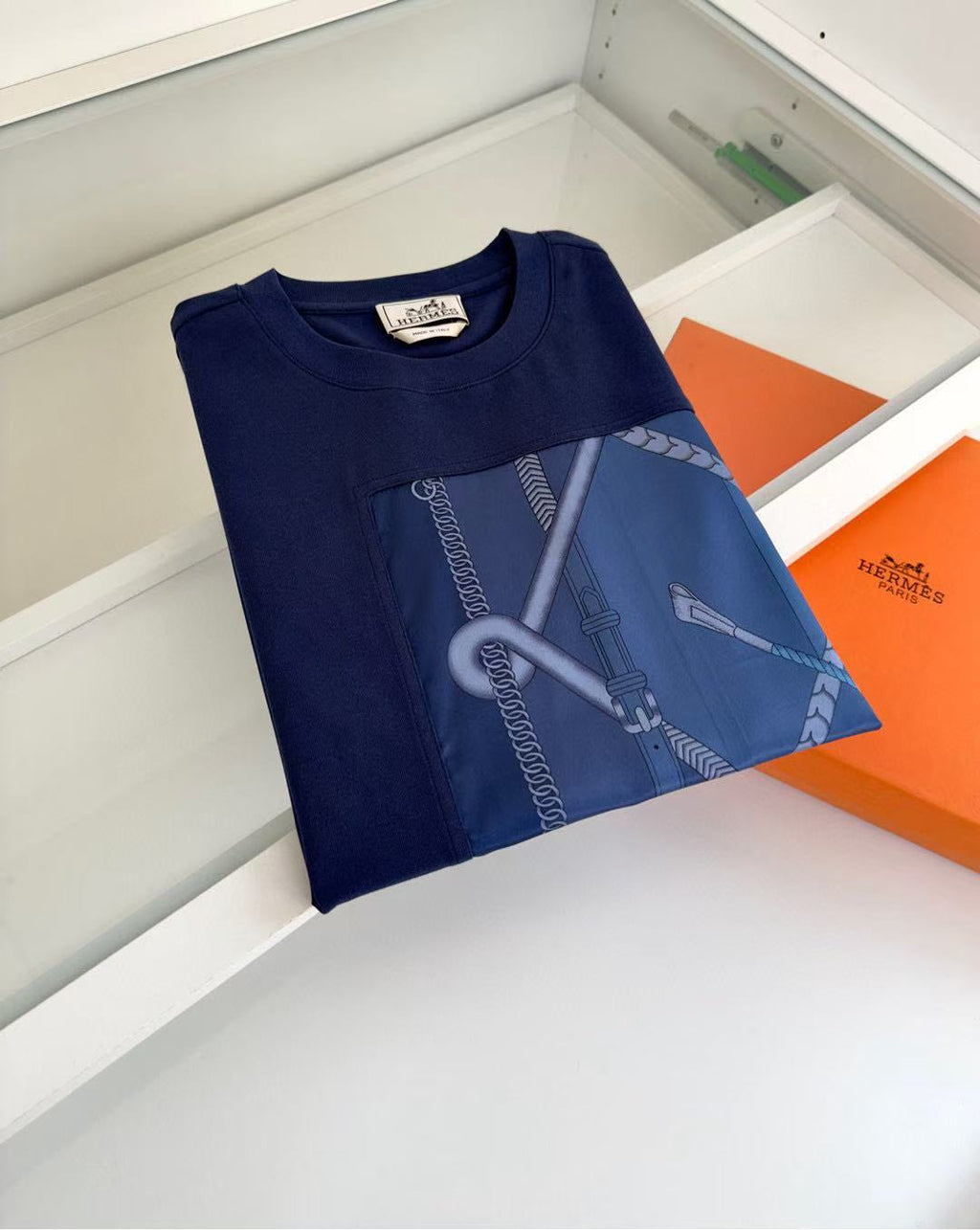 HM T-SHIRT NAVY BLUE SILK 238576