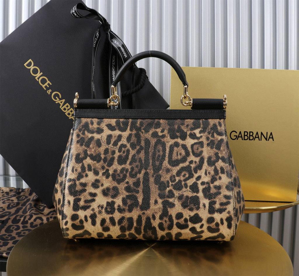 DG SICILY DAUPHINE LEOPARD 25 CALFSKIN