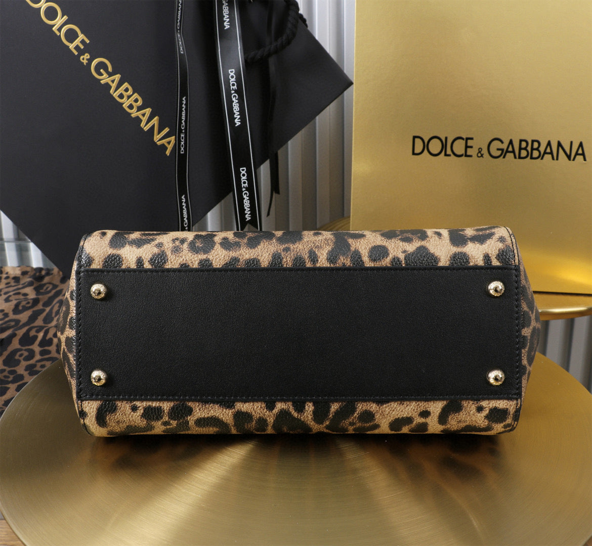 DG SICILY DAUPHINE LEOPARD 25 CALFSKIN