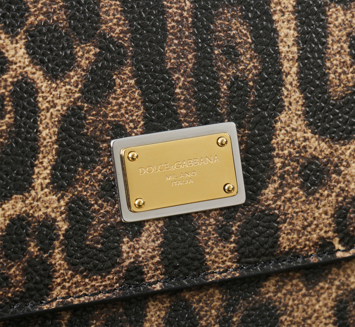 DG SICILY DAUPHINE LEOPARD 25 CALFSKIN