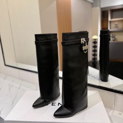 SHARK LOCK BOOTS IN BLACK CALFSKIN SHW