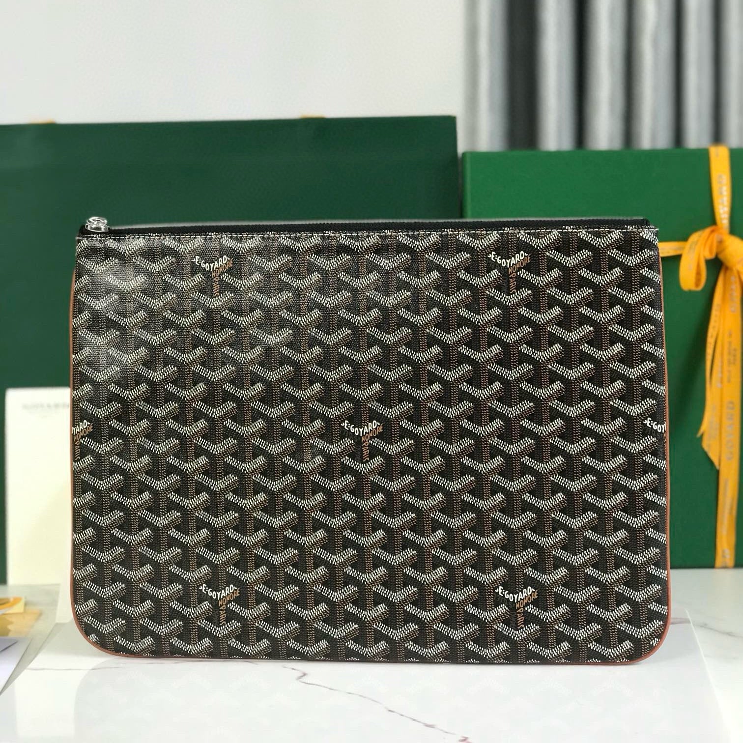 SENAT POCHETTE IN BLACK GOYARDINE CANVAS