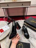 CL MISS SAB IN BLACK PATENT RED SOLE PUMPS