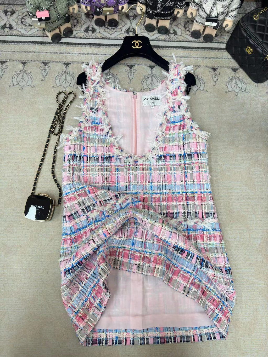 CC V-Shift Dress Multicolor Tweed
