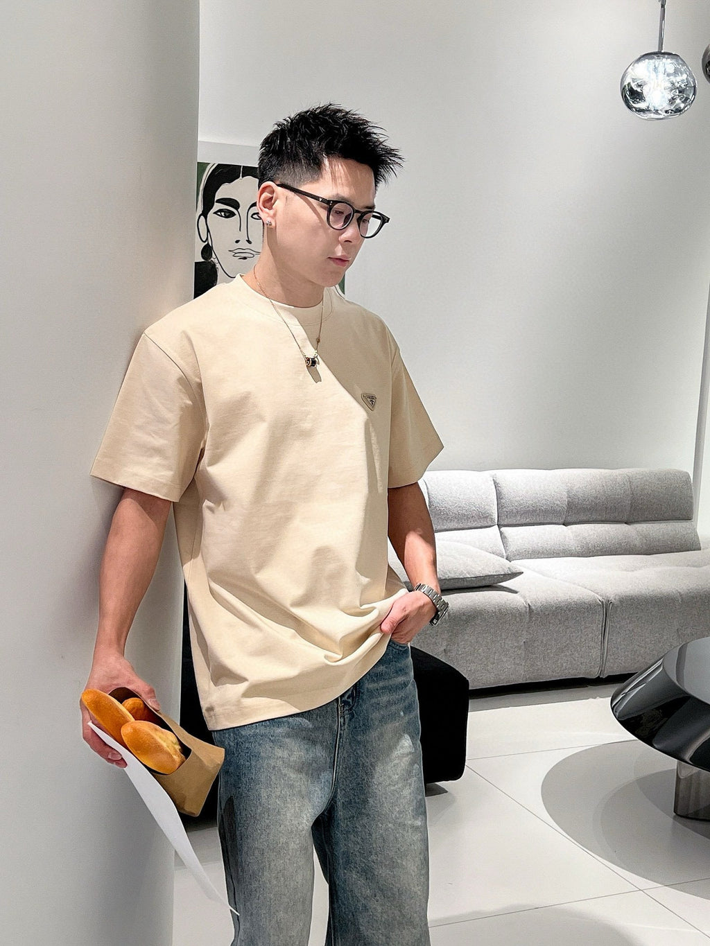 PRADA BEIGE COTTON T-SHIRT 569652