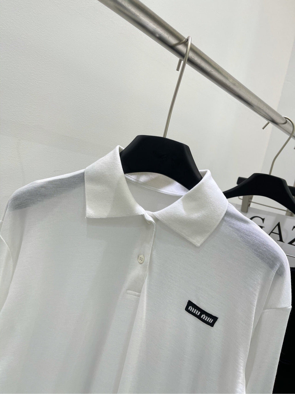 MIUMIU RIBBED JERSEY POLO SHIRT 187376
