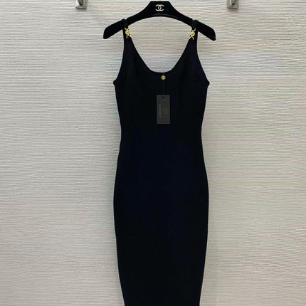 VERSACE RIBBER STRETCH BLACK KNIT DRESSSZ