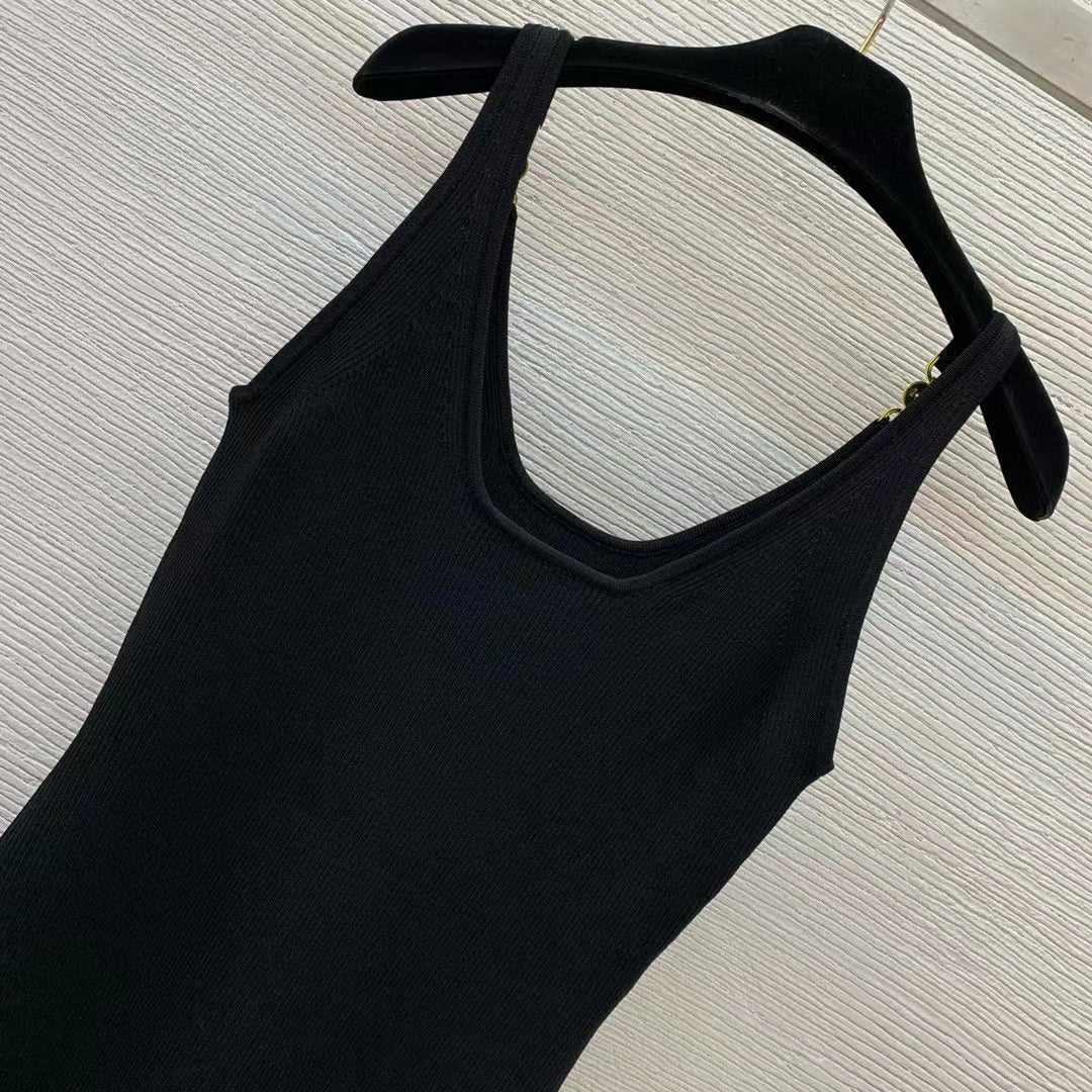 VERSACE RIBBER STRETCH BLACK KNIT DRESSSZ