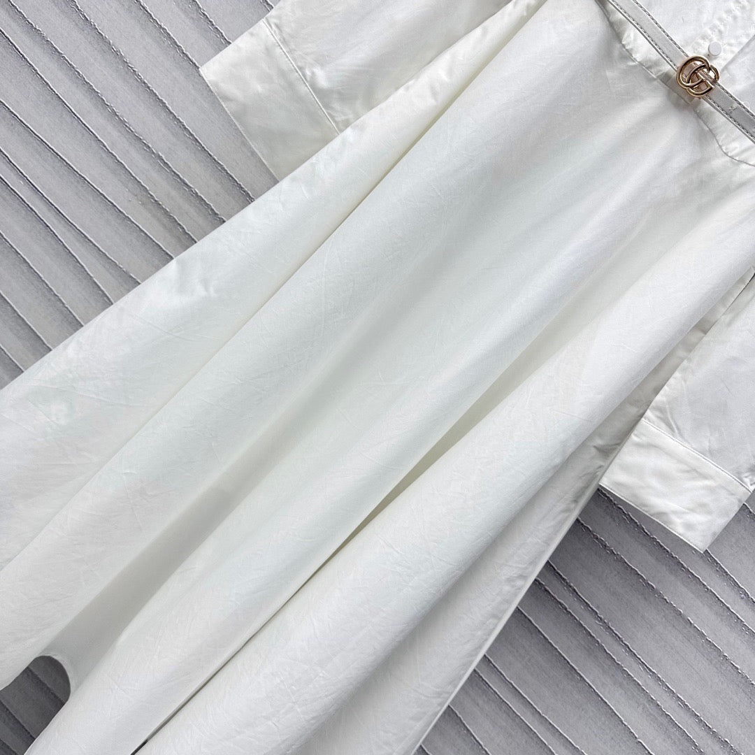 Gucci Midi Dress in White Cotton Poplin