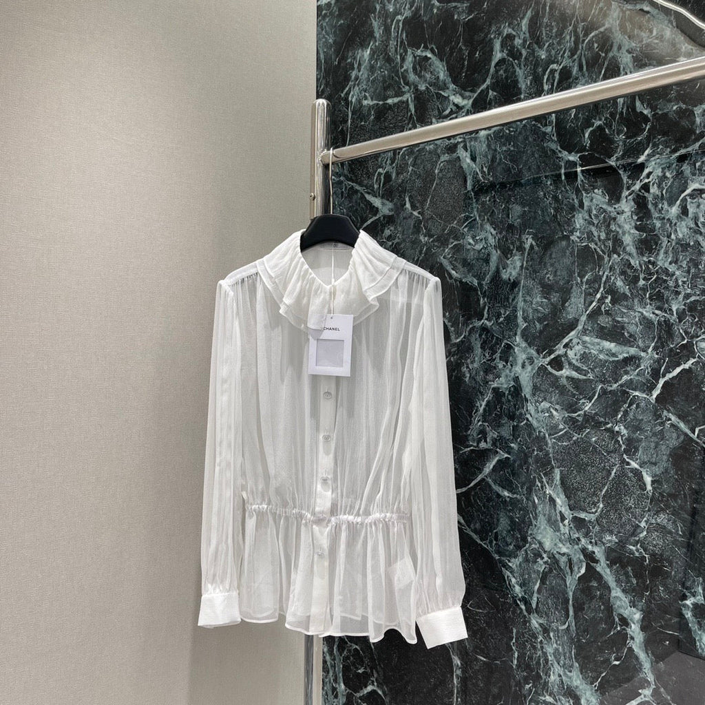 CC READY-TO-WEAR – WHITE SHEER ORGANZA BLOUSE