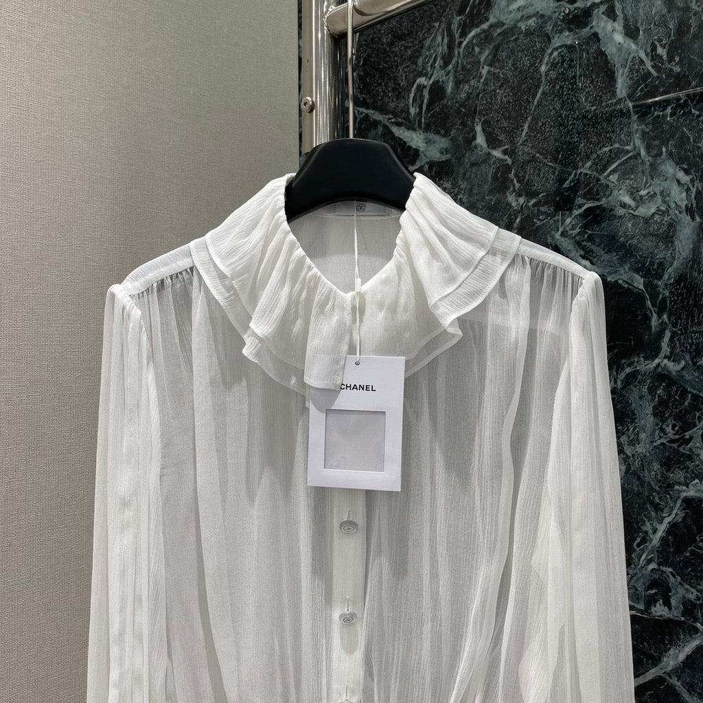 CC READY-TO-WEAR – WHITE SHEER ORGANZA BLOUSE