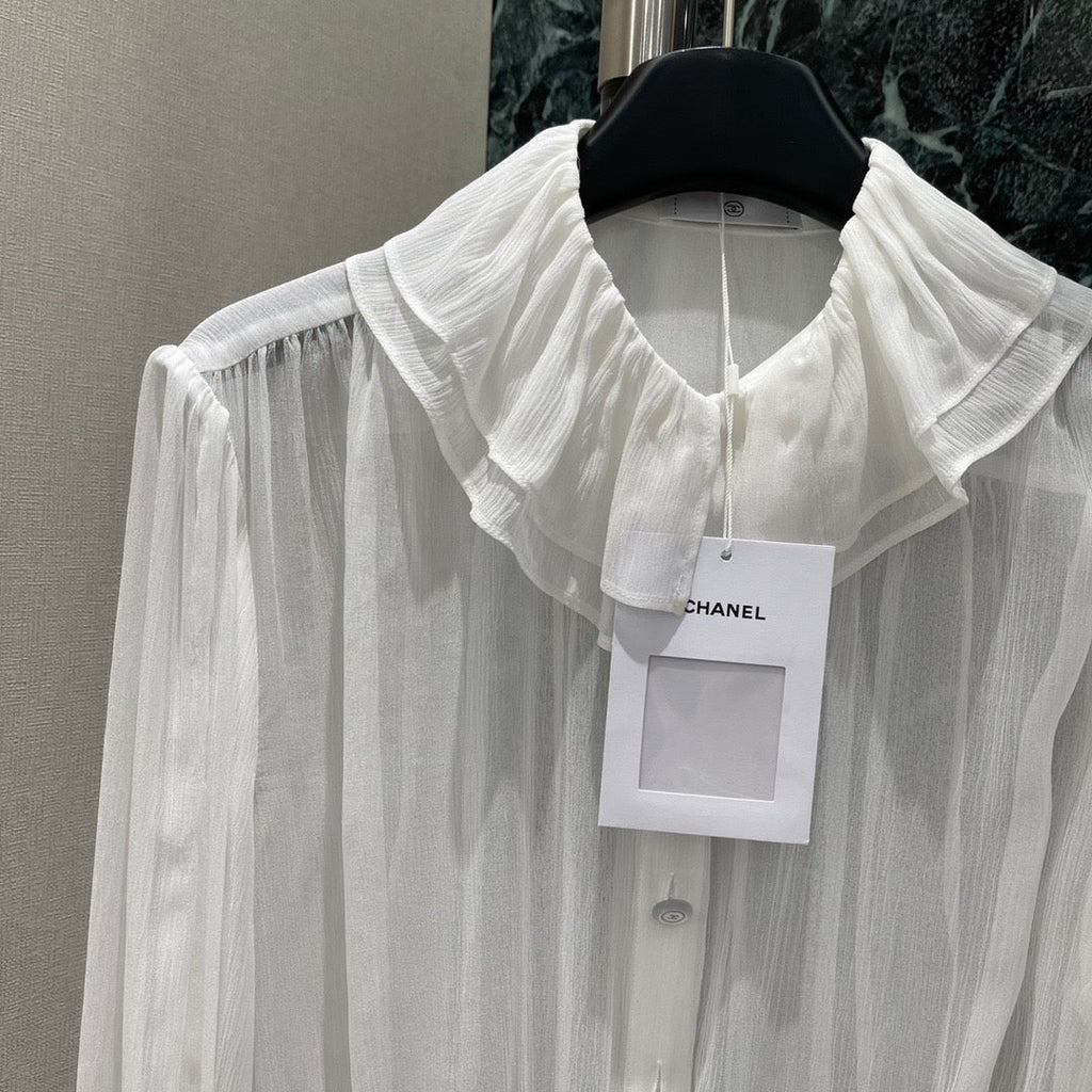 CC READY-TO-WEAR – WHITE SHEER ORGANZA BLOUSE