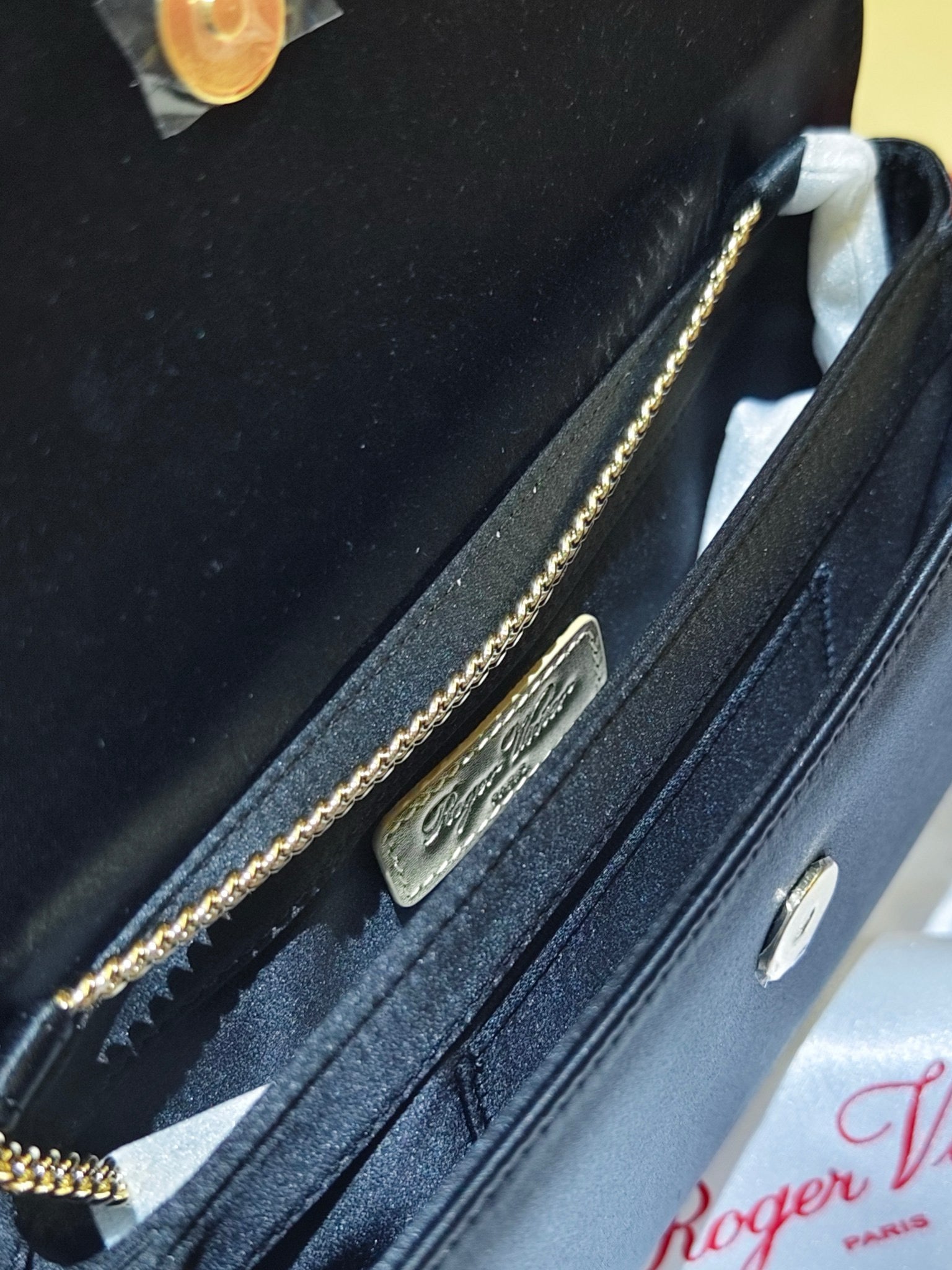 CHOC STRASS CLUTCH 24 IN BLACK SATIN