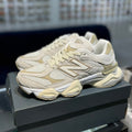 NEW BALANCE 9060 SNEAKERS IN CREAM WHITE SUEDE MESH