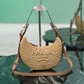 PRA MOON SHOULDER BAG 22 IN BEIGE RAFFIA