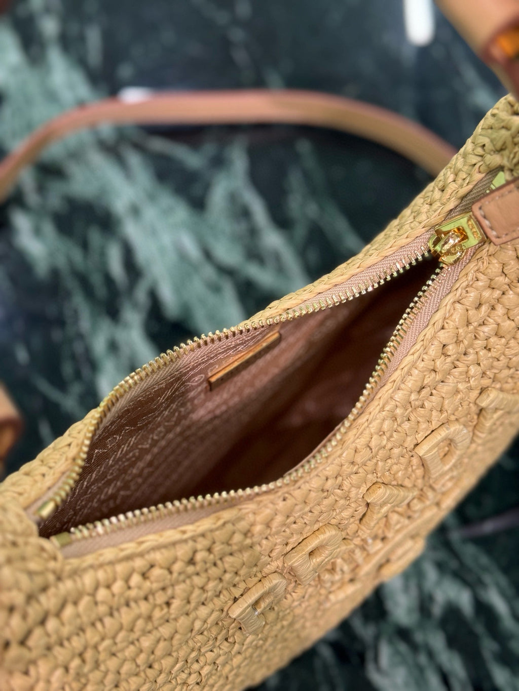 PRA MOON SHOULDER BAG 22 IN BEIGE RAFFIA