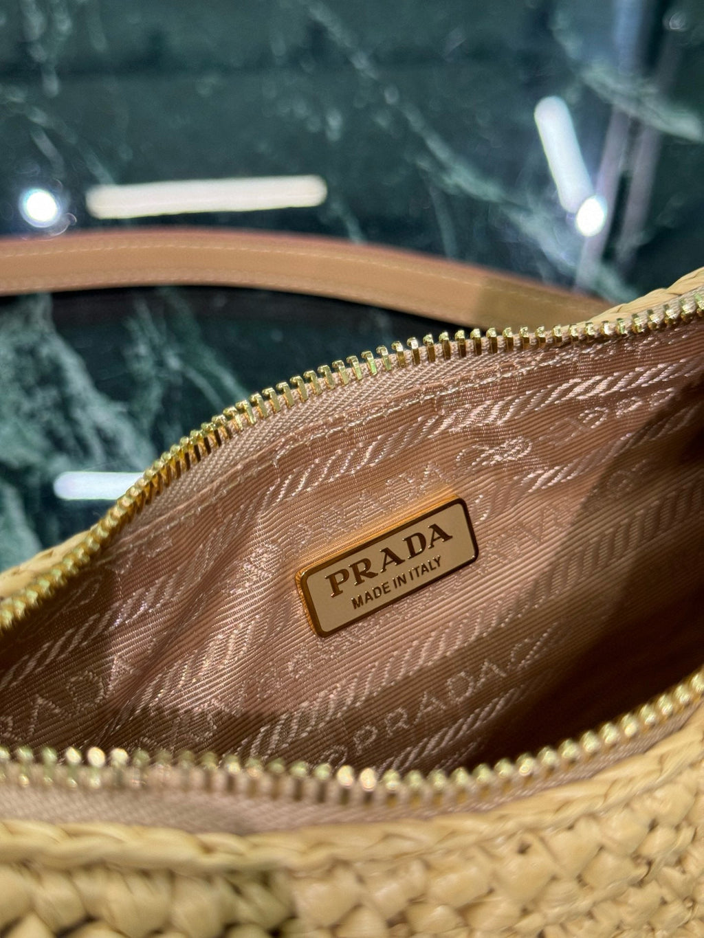 PRA MOON SHOULDER BAG 22 IN BEIGE RAFFIA