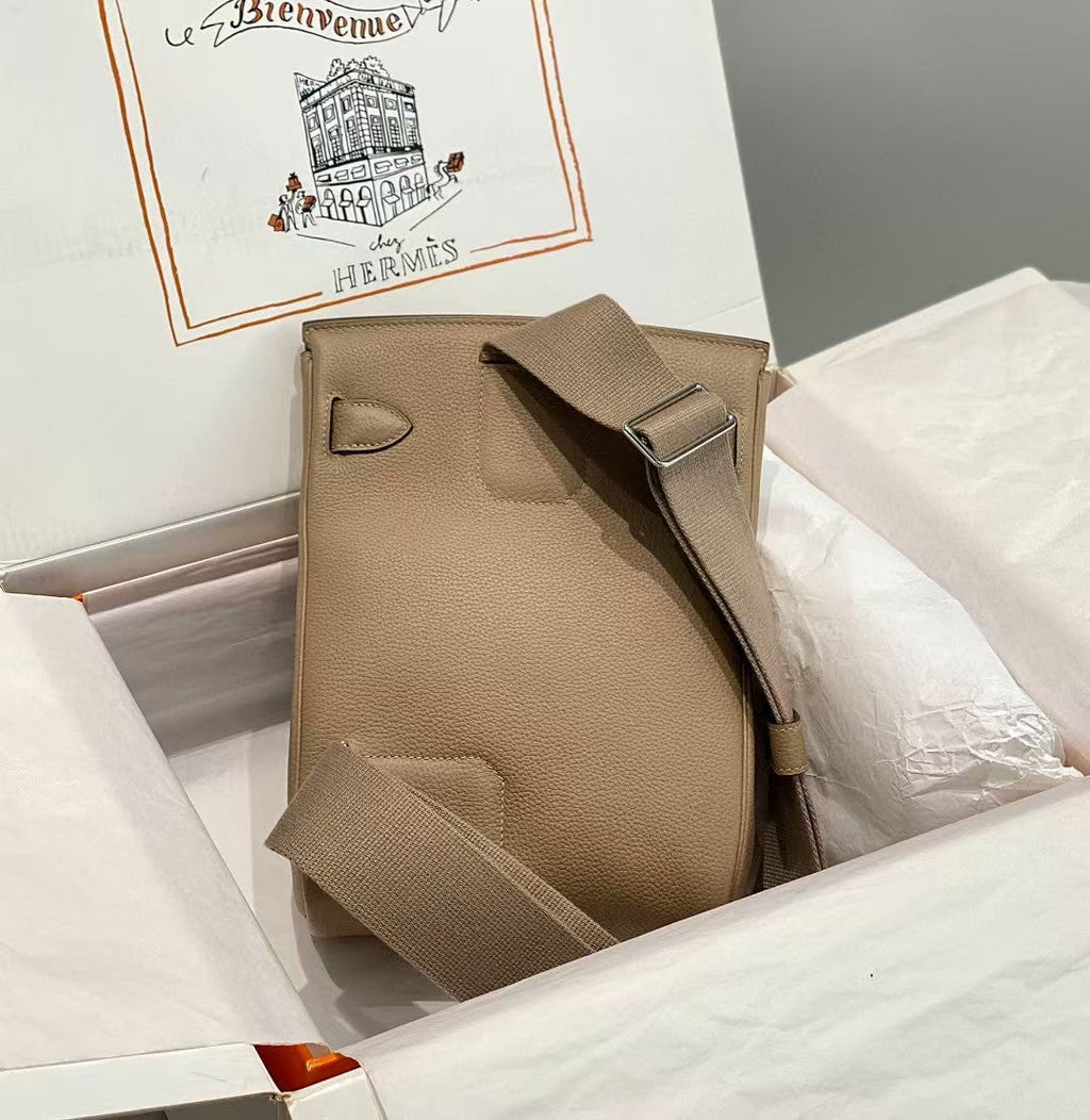 HAC À DOS PM BACKPACK IN LIGHT BROWN TOGO CALFSKIN