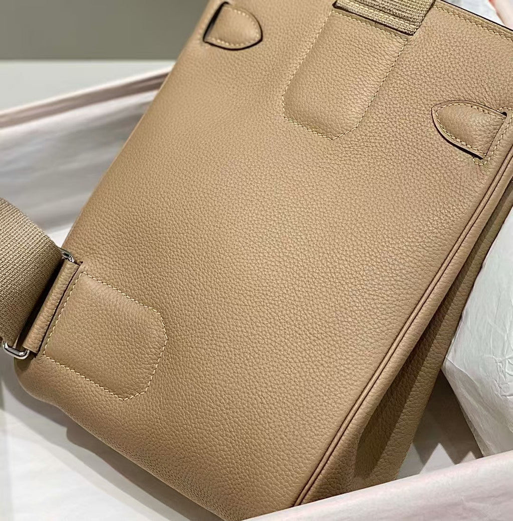 HAC À DOS PM BACKPACK IN LIGHT BROWN TOGO CALFSKIN