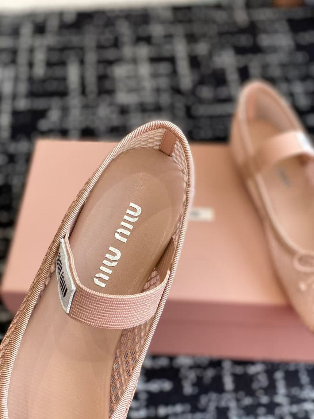 MM BALLET FLAT IN LIGHT PINK MESH