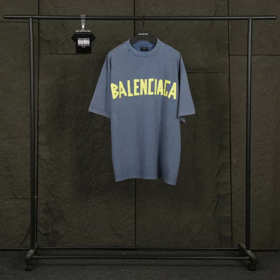 Balen Vintage Logo Blue Jersey T-Shirt
