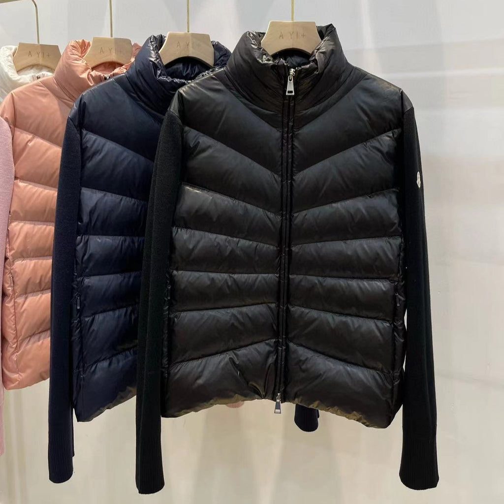 GHANY PUFFER JACKET IN BLACK NYLON AND WOOL