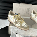 VINTAGE BALLSTAR SNEAKERS IN WHITE AND GREY CALFSKIN AND SUEDE