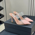 ALAIA HIGH MULES IN LIGHT PINK PATENT CALFSKIN AND FILM