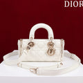 SMALL LADY D-JOY 22 WHITE LAMBSKIN GOLD HARDWARE