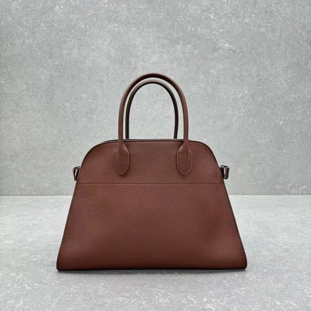 MINIMALIST STRUCTURED SILHOUETTE HANDBAG 32 IN BROWN CALFSKIN