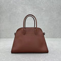 MINIMALIST STRUCTURED SILHOUETTE HANDBAG 32 IN BROWN CALFSKIN