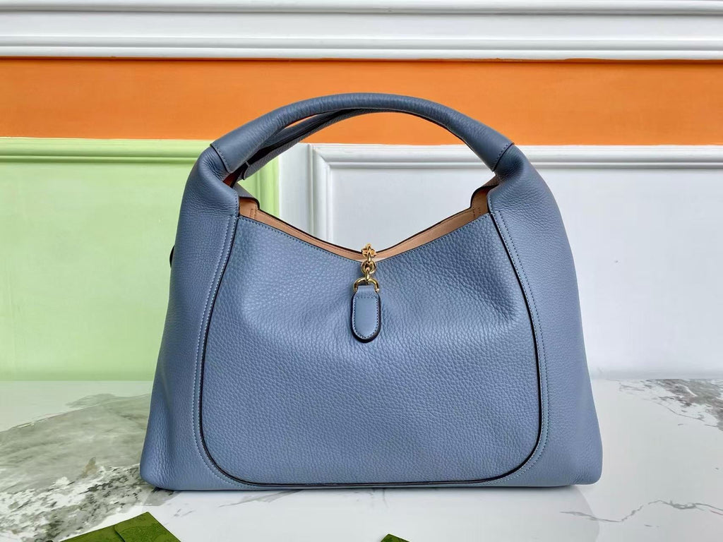 GG HORSEBIT HOBO BAG 46 IN LIGHT BLUE CALFSKIN GOLD HARDWARE