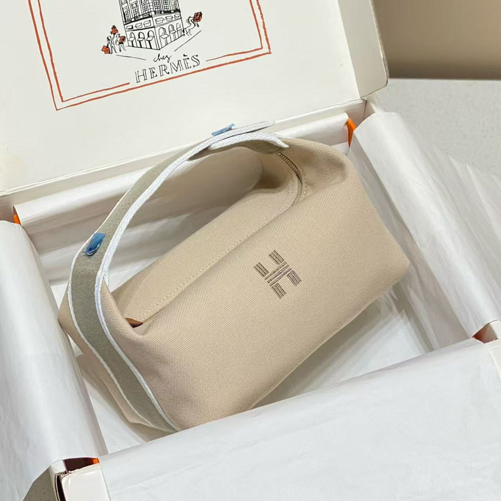 HM TOP HANDLE BAG 25 IN LIGHT BROWN MIX GREY CALFSKIN