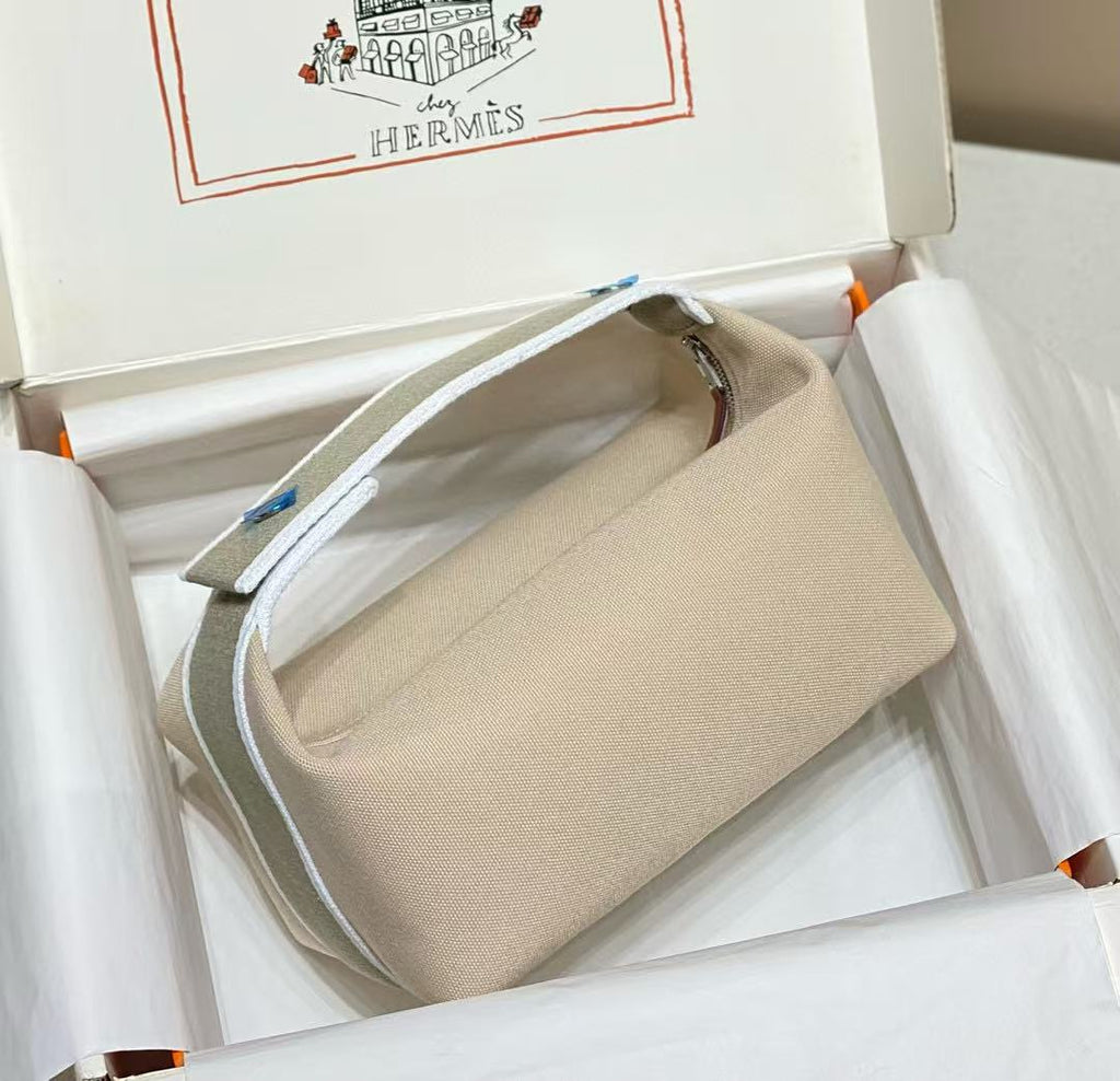 HM TOP HANDLE BAG 25 IN LIGHT BROWN MIX GREY CALFSKIN