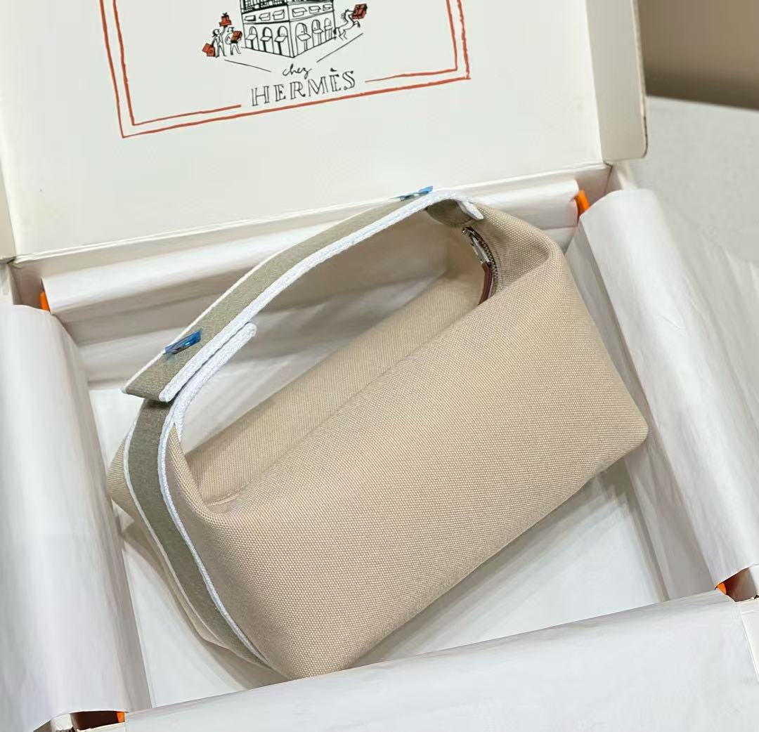 HM TOP HANDLE BAG 25 IN LIGHT BROWN MIX GREY CALFSKIN