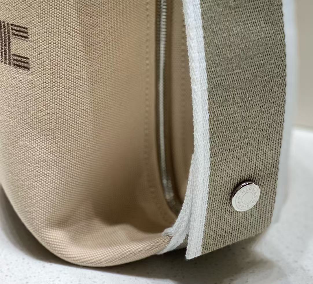 HM TOP HANDLE BAG 25 IN LIGHT BROWN MIX GREY CALFSKIN