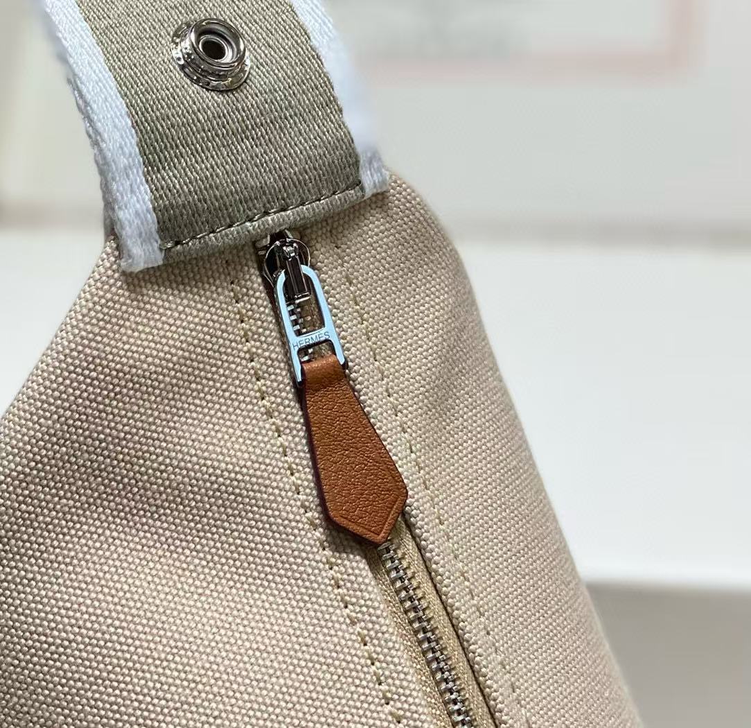 HM TOP HANDLE BAG 25 IN LIGHT BROWN MIX GREY CALFSKIN